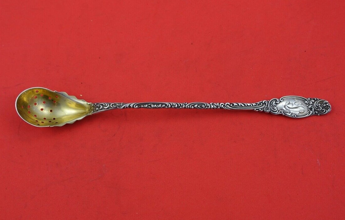 Alvin Monterey Sterling Silver Olive Spoon Gold Washed 8 1/8 inches (1 of 2)