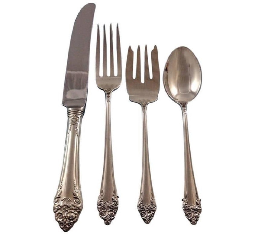 Reed & Barton Fragrance Sterling Silver Flatware Set 32 Pieces Service for 8 (1 of 5)