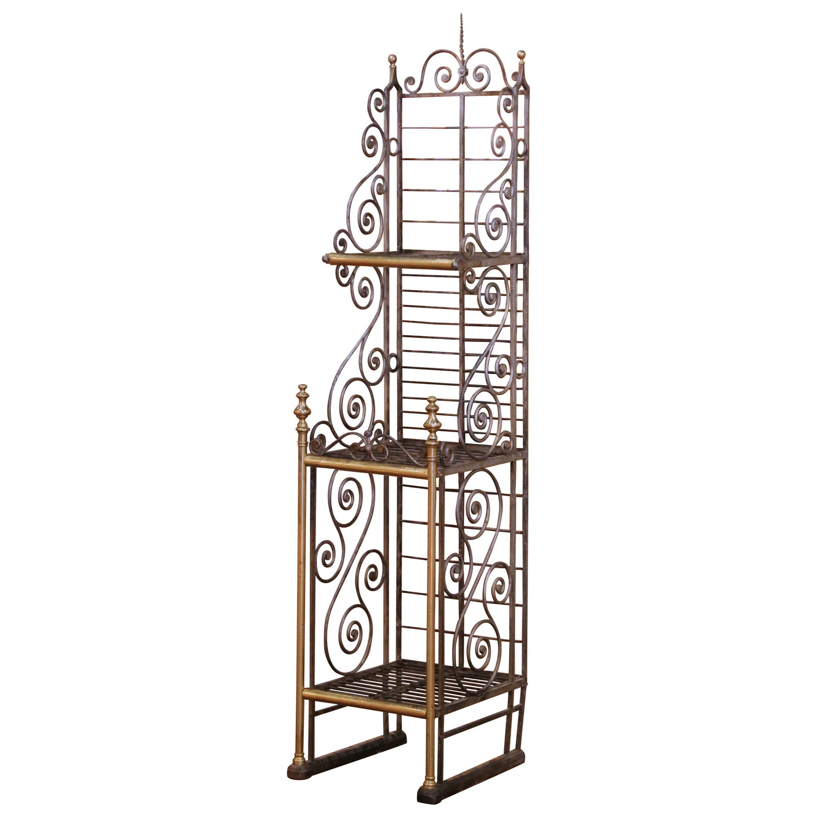 Antique Parisian Wrought Iron and Brass Baker's Rack Circa 1880 (1 of 12)
