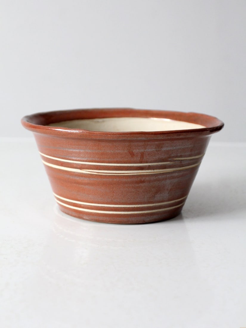 Handcrafted Vintage Studio Pottery Bowl with Reddish-Brown Glaze (1 of 9)