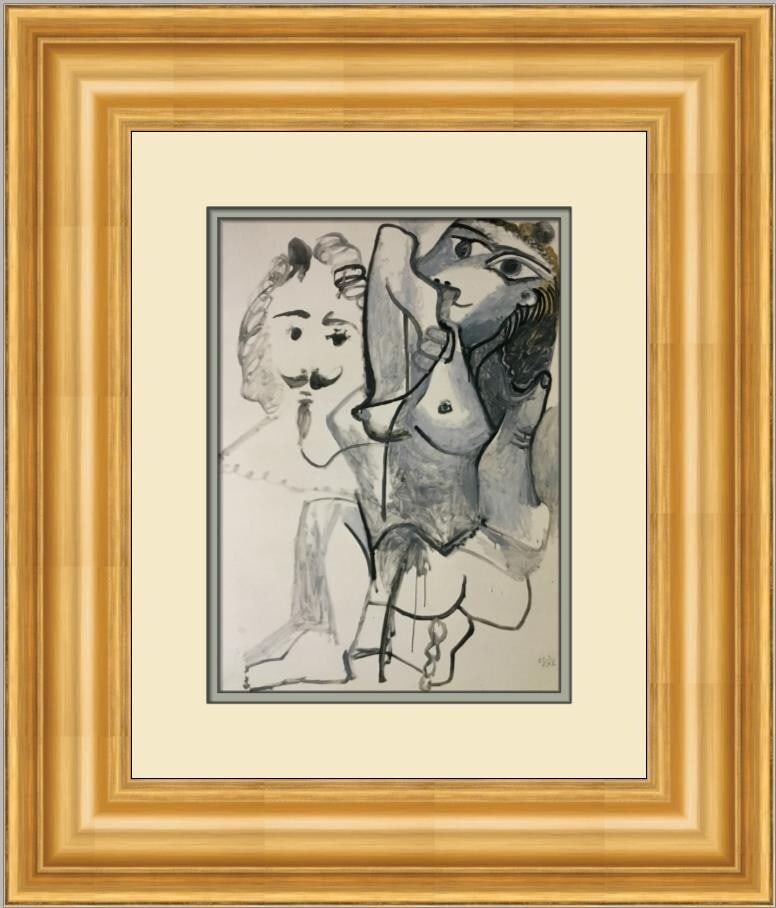 Pablo Picasso Nude Woman with Head of a Man Custom Framed Art Print: Pablo Picasso Nude Woman with Head of a Man Custom Framed Art Print This stunning custom framed print features Pablo Picasso's renowned artwork, "Nude Woman with Head of a Man." Created in 1985, this