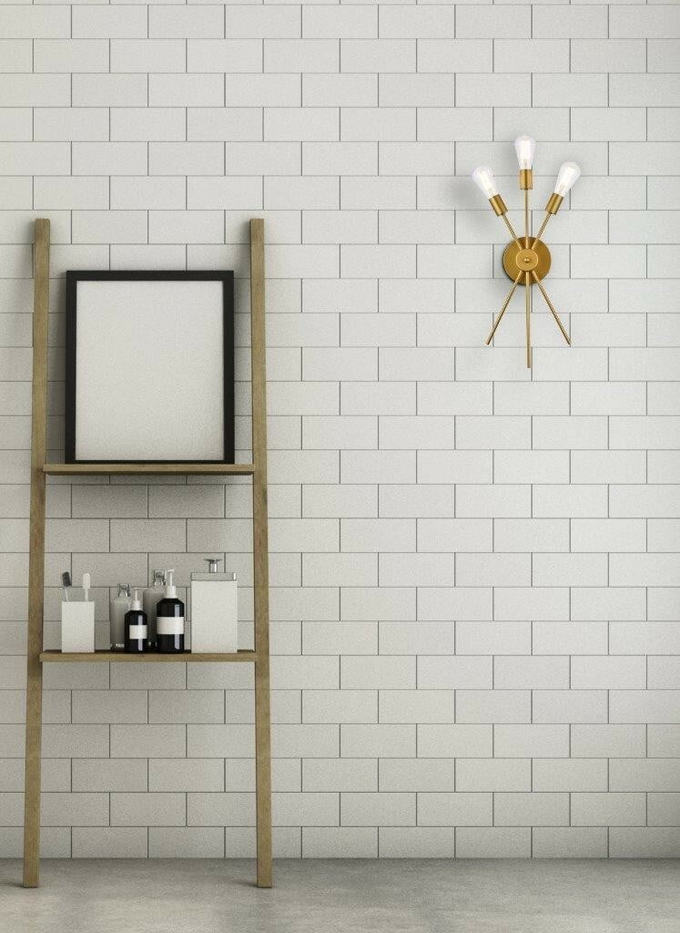 Lucca Brass Three-Light Mid-Century Modern Wall Sconce for Dining or Bathroom (1 of 7)