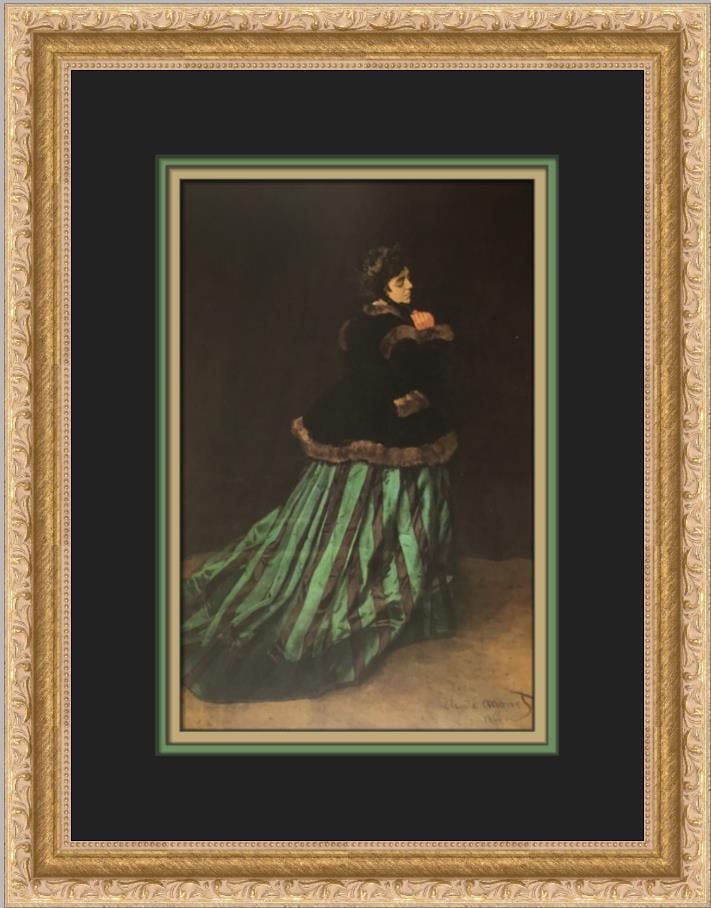 Claude Monet Lady in Green Dress Custom Framed Offset Lithograph Print (1 of 2)