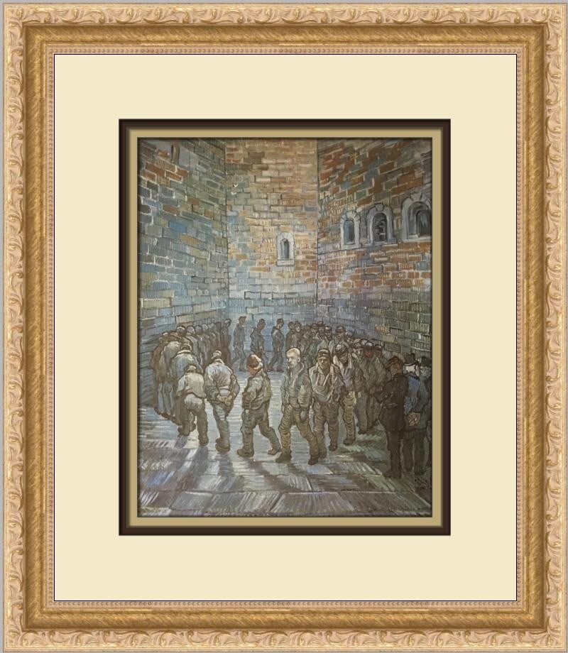 Vincent Van Gogh Prisoners Round Custom Framed Art Print 15 x 13: Vincent Van Gogh Prisoners Round Custom Framed Art Print 15 x 13 This stunning custom framed print features Vincent Van Gogh's artwork titled "Prisoners Round." Measuring at 15 in. x 13 in., this medi