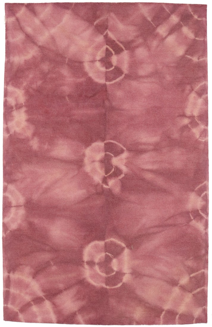 Modern 5x8 Hand-Tufted Deep Blush Tie-Dye Wool Area Rug: Modern 5x8 Hand-Tufted Deep Blush Tie-Dye Wool Area Rug Enhance your space with this stunning 5'0" x 8'0" hand-tufted deep blush tie-dye rug, perfect for modern girls' room decor. Crafted from high-qu