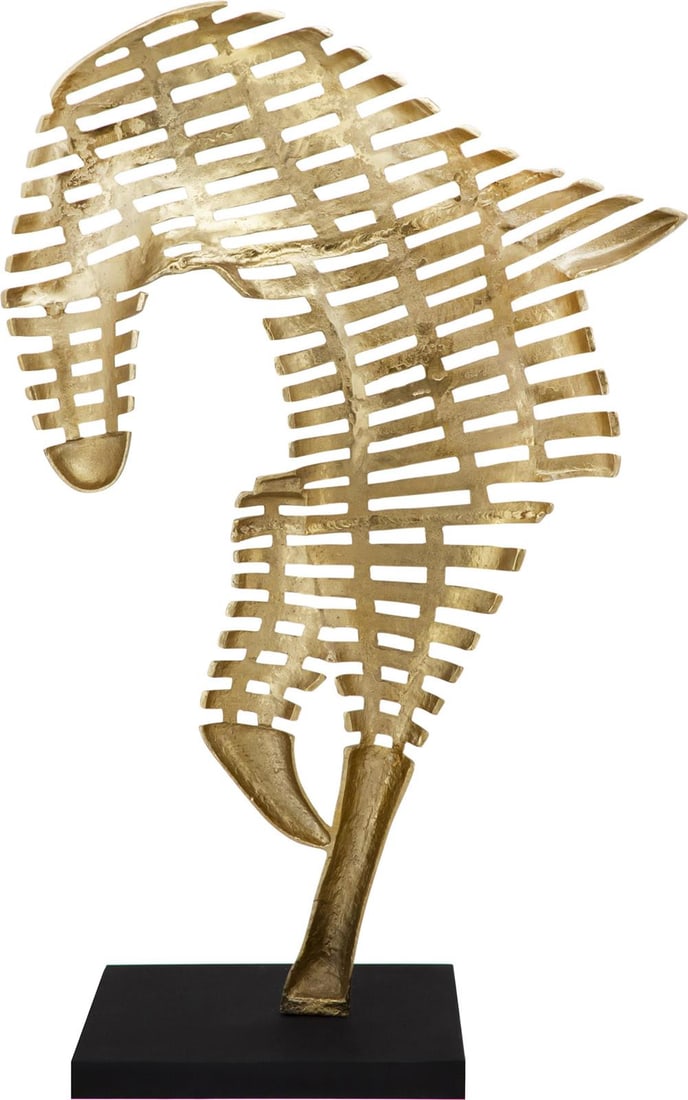 Sagebrook Contemporary Gold Aluminum Horse Statue 64H: Sagebrook Contemporary Gold Aluminum Horse Statue 64H Enhance your home decor with this stunning Contemporary Gold Horse Statue, crafted from durable aluminum. This eye-catching piece features a sleek