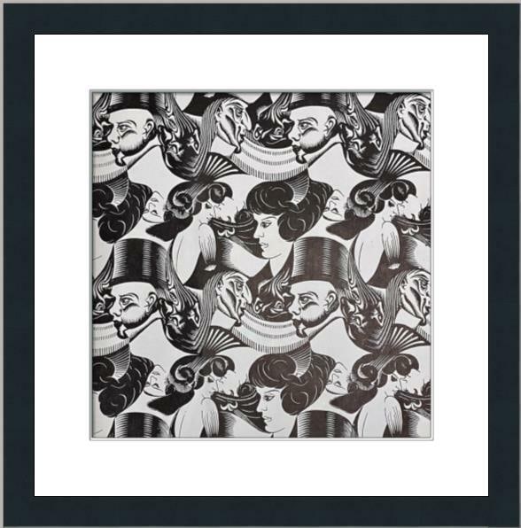 M.C. Escher Eight Heads Custom Framed Print Black & White Art (1 of 2)