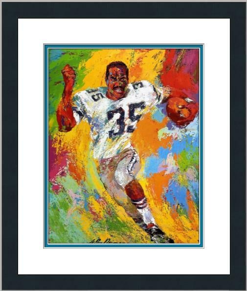 Leroy Neiman Calvin Hill Framed Expressionist Print 14 x 13: Leroy Neiman Calvin Hill Framed Expressionist Print 14 x 13 This custom framed print by artist Leroy Neiman features the dynamic subject of football player Calvin Hill, created in the expressionist st