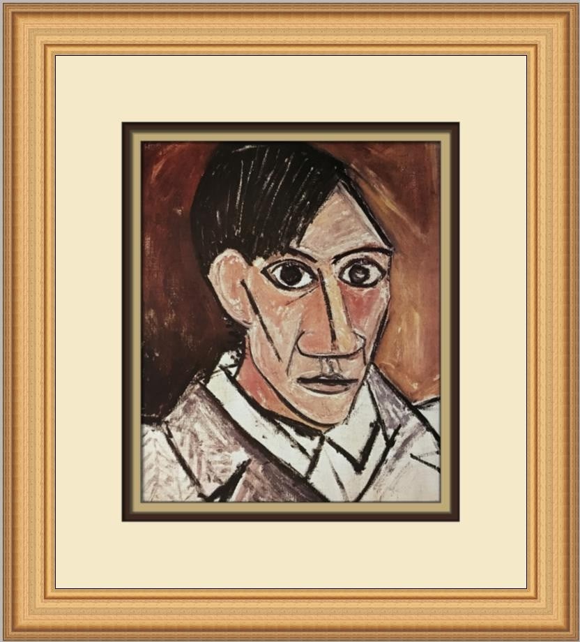 Pablo Picasso Self-Portrait Custom Framed Print 14x13 Art: Pablo Picasso Self-Portrait Custom Framed Print 14x13 Art This stunning custom framed print features a self-portrait by the renowned artist Pablo Picasso. Measuring 14 in x 13 in, this medium-sized pi