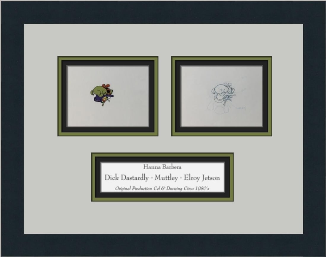 Hanna-Barbera Dick Dastardly Muttley Elroy Hand Painted Animation Cel Framed 1980 (1 of 4)