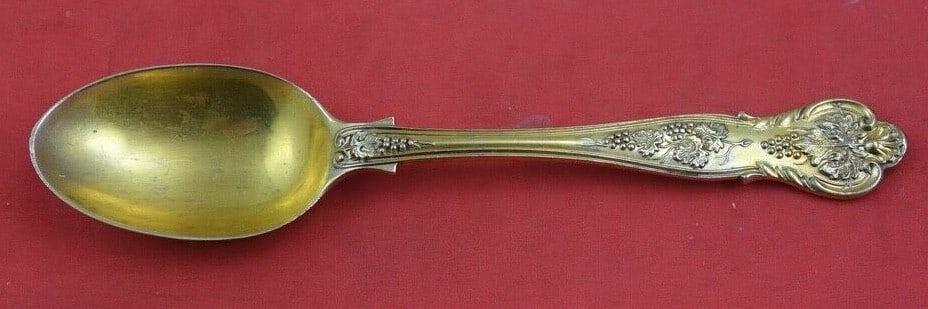Bright Vine Sterling Silver Teaspoon Vermeil by English Makers 5 3/4" (1 of 2)