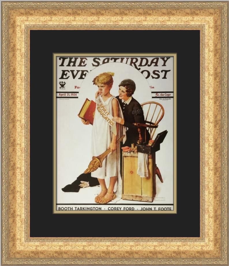 Norman Rockwell The Spirit of Education Custom Framed Print 20x18: Norman Rockwell The Spirit of Education Custom Framed Print 20x18 This stunning custom framed print by Norman Rockwell, titled "The Spirit of Education," captures the essence of Americana Modernism. M