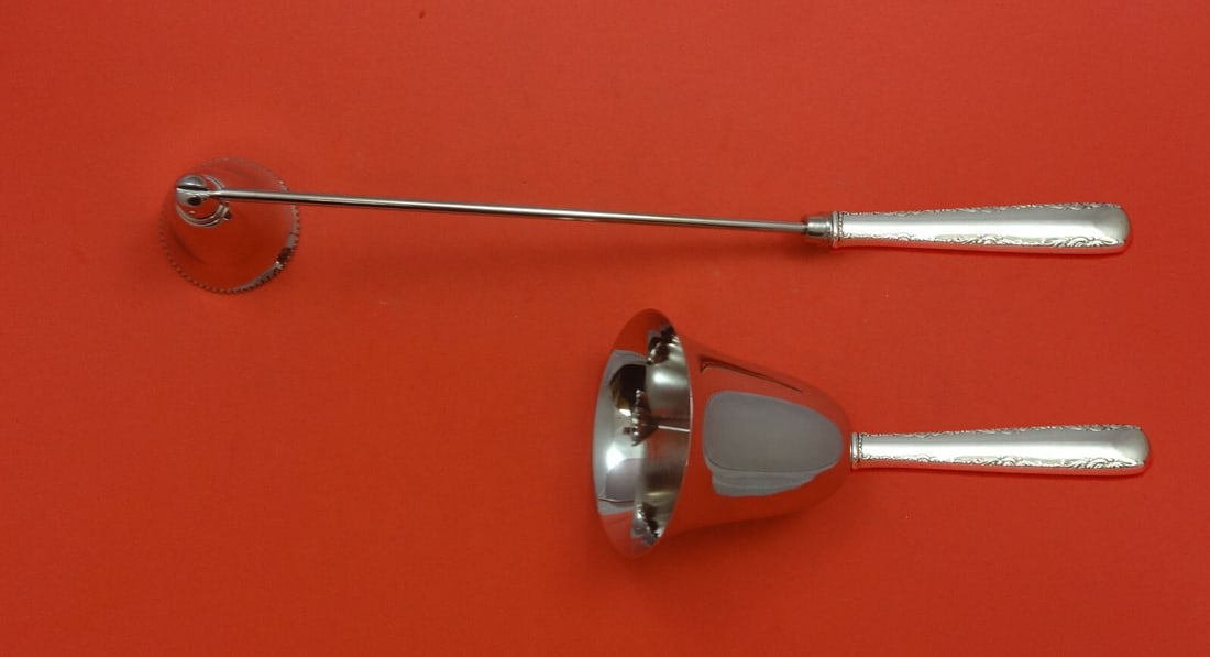 Gorham Camellia Sterling Silver Hostess Set 2pc Dinner Bell Candle Snuffer (1 of 5)