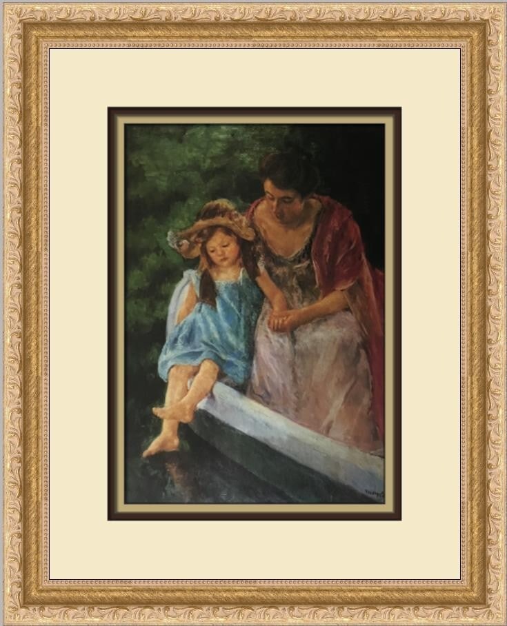 Mary Cassatt Mother and Child In Boat Custom Framed Art Print: Mary Cassatt Mother and Child In Boat Custom Framed Art Print This exquisite print features Mary Cassatt's iconic artwork, "Mother and Child In Boat," showcasing the tender bond between mother and chi