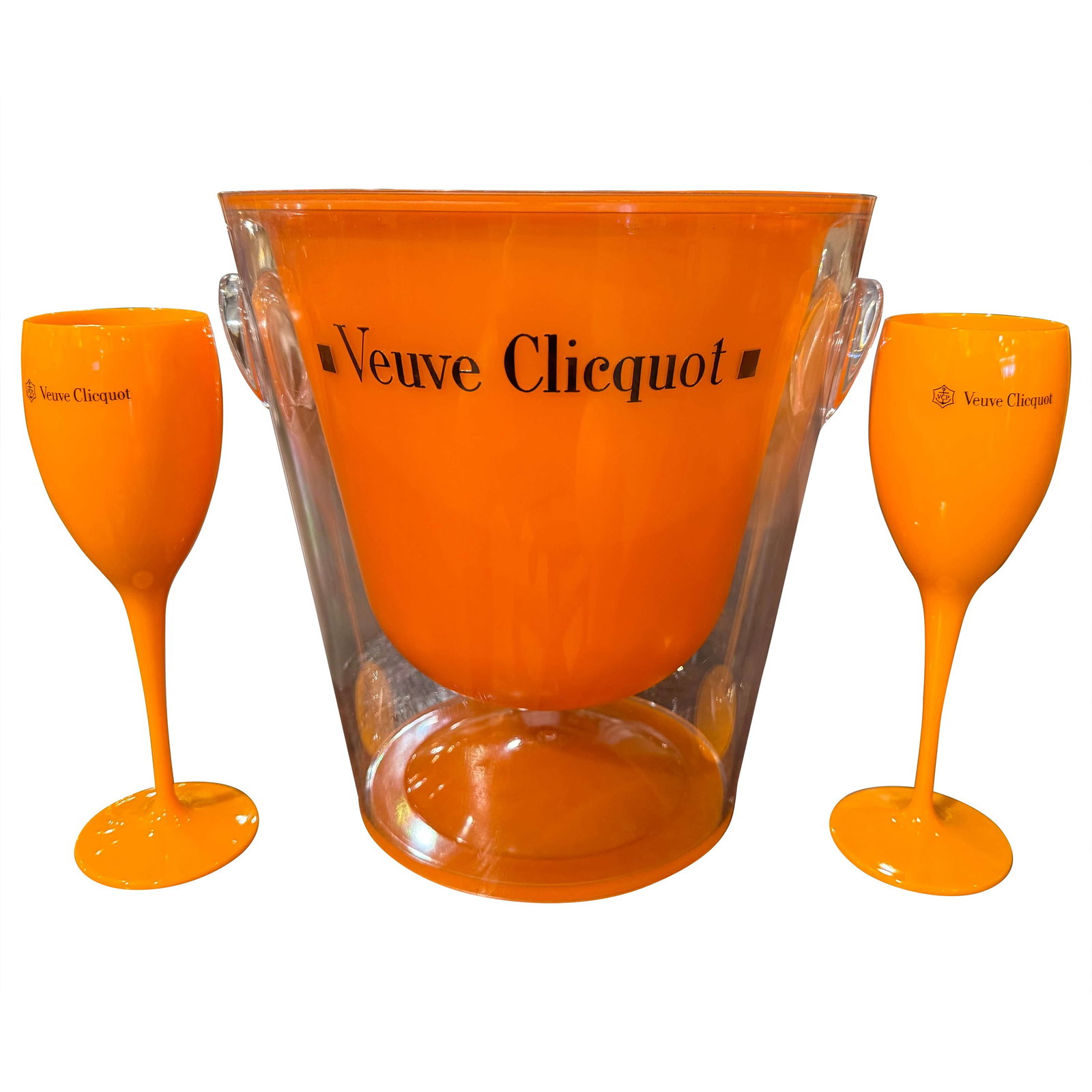 Vintage Veuve Clicquot Acrylic Champagne Cooler with Two Flutes (1 of 11)