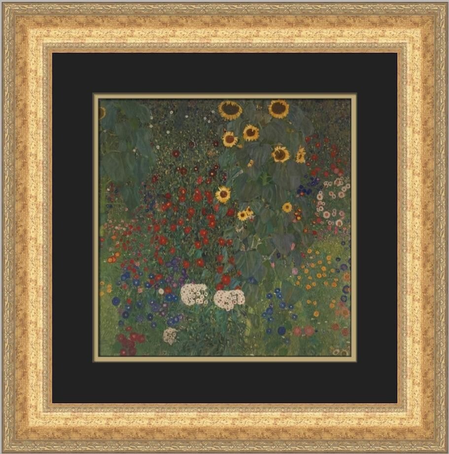 Gustav Klimt Farm Garden Sunflowers Custom Framed Art Print 20x20: Gustav Klimt Farm Garden Sunflowers Custom Framed Art Print 20x20 Experience the beauty of Gustav Klimt's artistry with this stunning custom framed print titled "Farm Garden with Sunflowers." This med