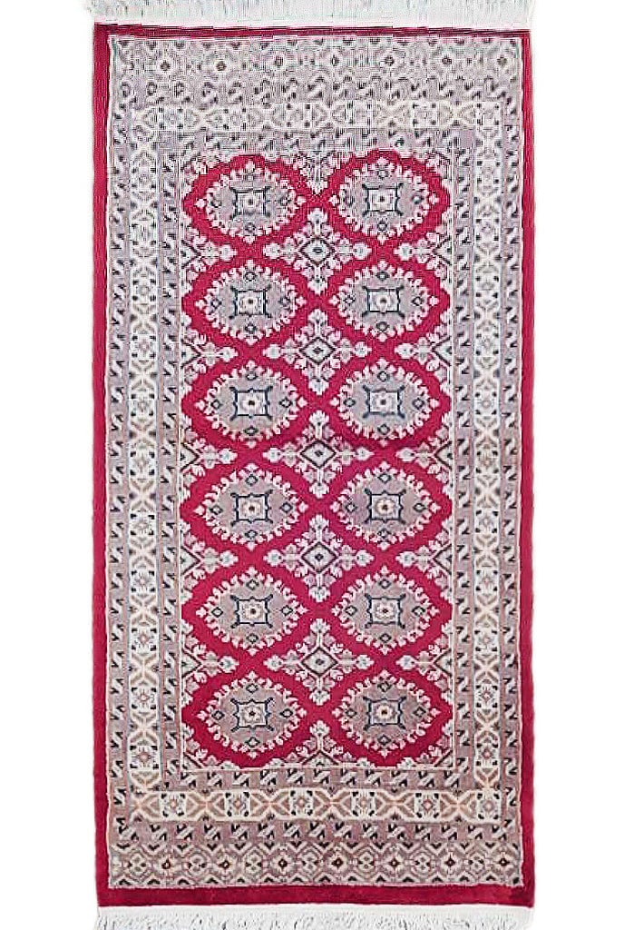 Hand-Knotted 2.7 x 4.3 Red Jaldar Bokhara Area Rug: Hand-Knotted 2.7 x 4.3 Red Jaldar Bokhara Area Rug Free continental US Shipping Enhance your living space with this exquisite 2.7 x 4.3 Red Jaldar Bokhara Pattern Area Rug. Hand-knotted by skilled art
