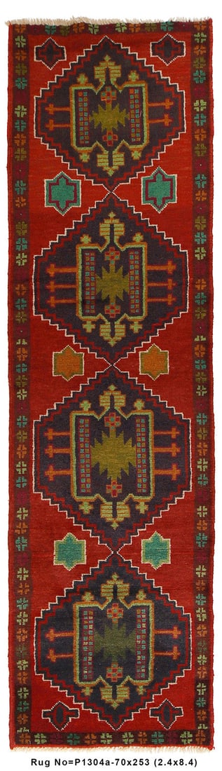 Handmade Wool Narrow Runner 2.4 x 8.4 ft Premium Quality (1 of 7)