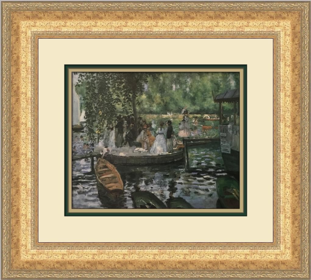 Pierre-Auguste Renoir La Grenouilliere Custom Framed Art Print 1984: Pierre-Auguste Renoir La Grenouilliere Custom Framed Art Print 1984 This beautiful custom framed print features Pierre-Auguste Renoir's iconic work, "La Grenouilliere." Measuring 19 in length and 17 i