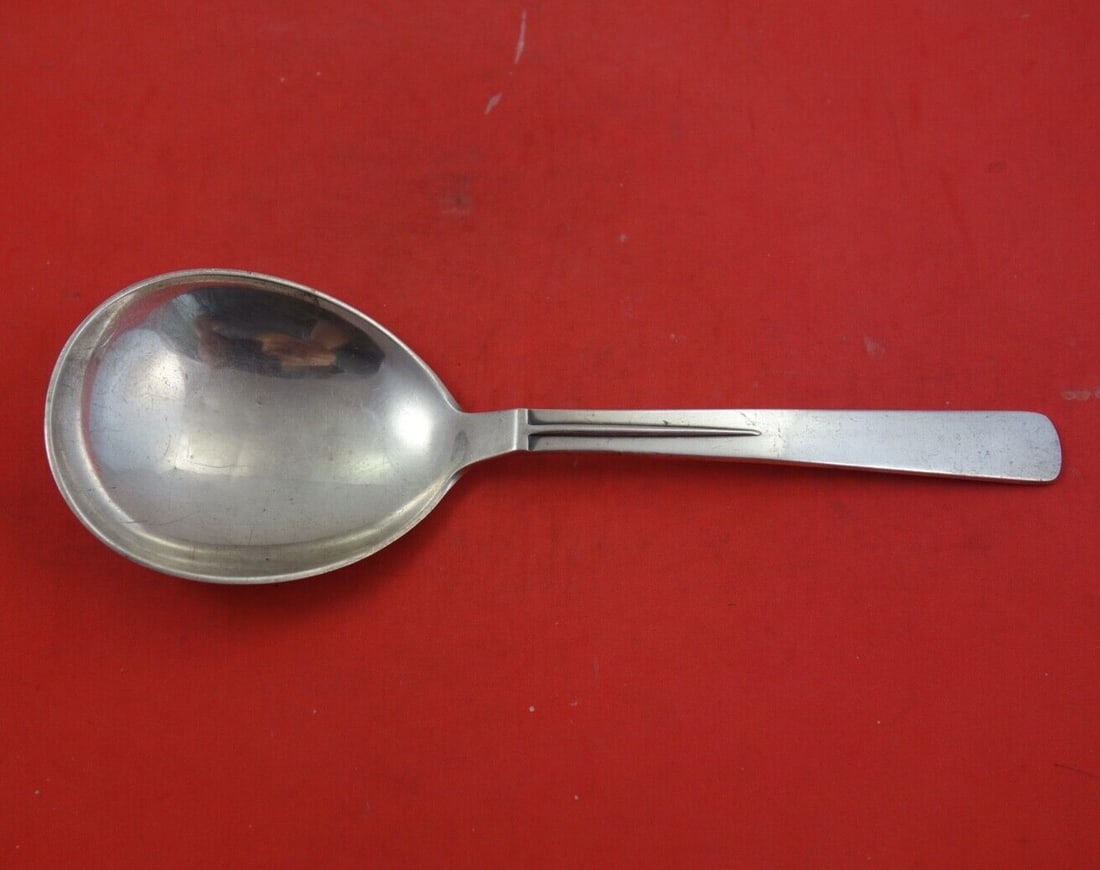 Hans Hansen Arvesolv #17 Sterling Silver Serving Spoon 8.5" Ovoid Design (1 of 2)