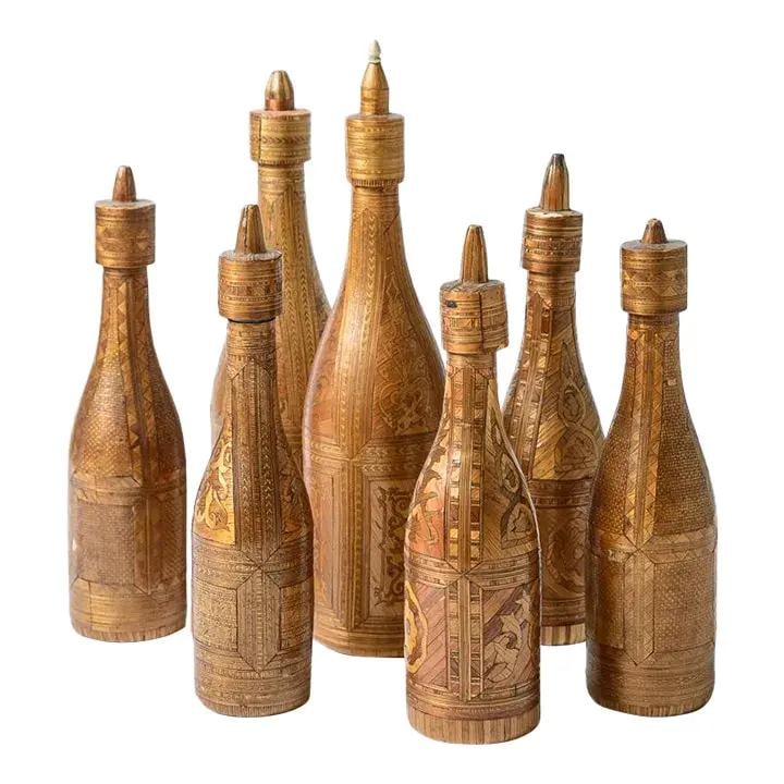 Set of 7 French 18th Century Straw Marquetry Glass Bottles (1 of 10)