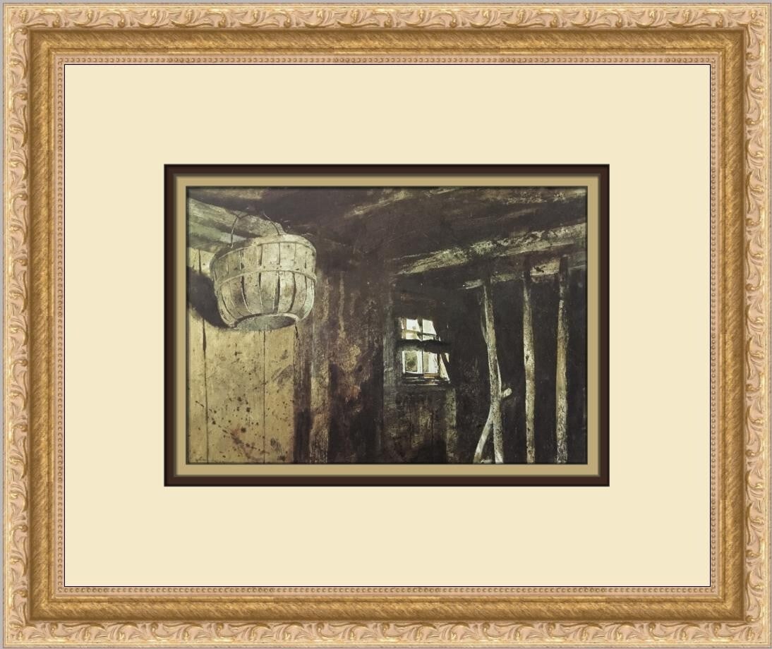 Andrew Wyeth Stanchions Custom Framed Print 1976 Impressionism Art: Andrew Wyeth Stanchions Custom Framed Print 1976 Impressionism Art This exquisite custom framed print titled 'Stanchions' is a stunning example of Andrew Wyeth's work, created in 1976. The print showc