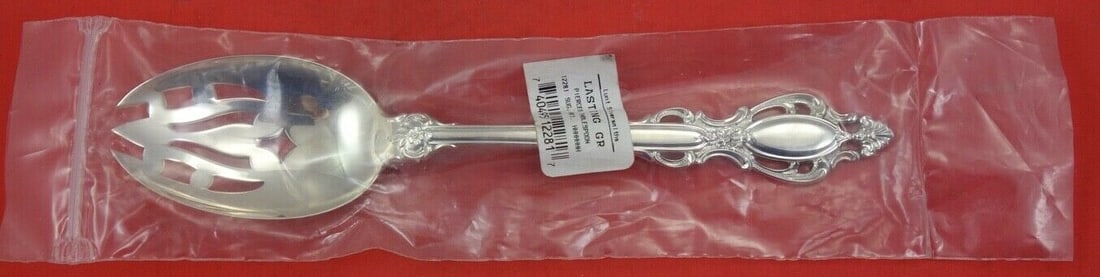 Lunt Lasting Grace Sterling Silver Pierced Serving Spoon 8 1/4 New (1 of 2)