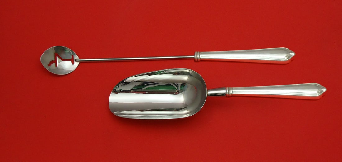 Watson Marlborough Sterling Silver 2pc Bar Set Martini Spoon Ice Scoop (1 of 1)