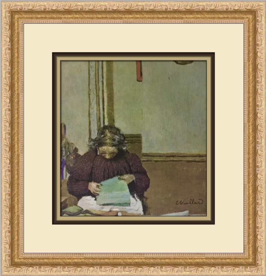 Edouard Vuillard Old Lady Examining Her Needlework Custom Framed Art Print (1 of 2)