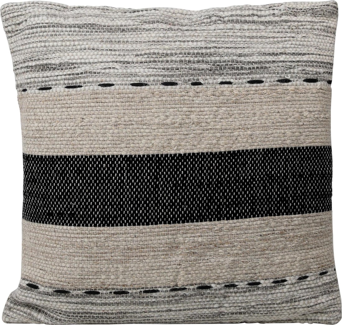 Handwoven Wool Jabari Pillow 24 x 24 Charcoal Ivory: Handwoven Wool Jabari Pillow 24 x 24 Charcoal Ivory Introducing the Elegant Jabari Pillow in a sophisticated charcoal and ivory palette. This pillow is a perfect addition to enhance your home decor wi