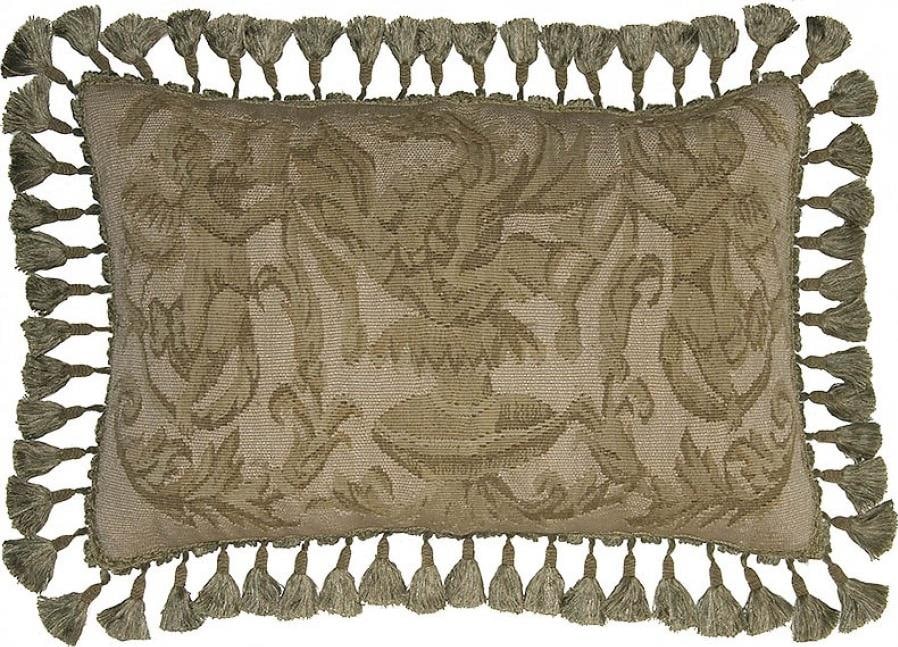Provence Home Aubusson Green Pillow 16x24 with Tassels (1 of 1)