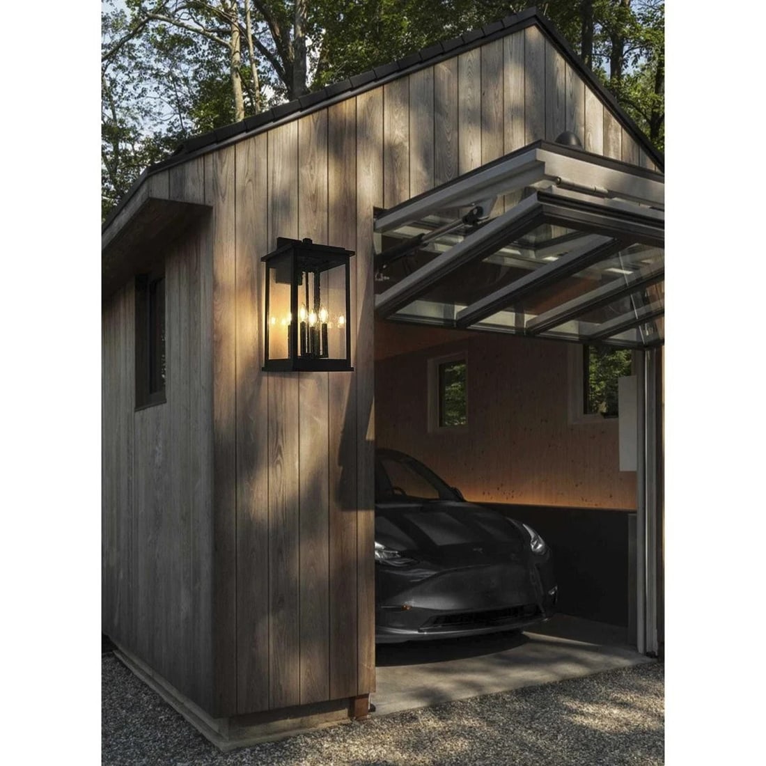 Ringgold Black Outdoor Wall Sconce 22 Inch 4 Light Fixture (1 of 9)