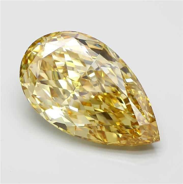 Loose Diamond - PEAR 20.35ct Fancy Intense Yellow VVS2: Loose Diamond - PEAR 20.35ct Fancy Intense Yellow VVS2 Source: This is a real non-mined Diamond that has been grown in a lab Shape: PEAR Carats: 20.35 Color: Fancy Intense Yellow Certification: IGI Vi