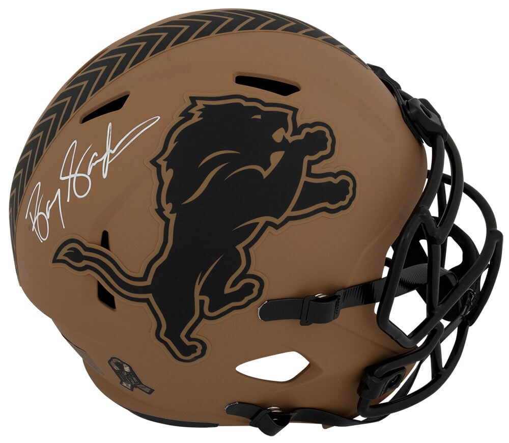 Barry Sanders Signed Detroit Lions SALUTE 2023 Riddell Helmet with COA: Barry Sanders Signed Detroit Lions SALUTE 2023 Riddell Helmet with COA Celebrate the legacy of legendary running back Barry Sanders with this signed Detroit Lions SALUTE 2023 Riddell full size speed r