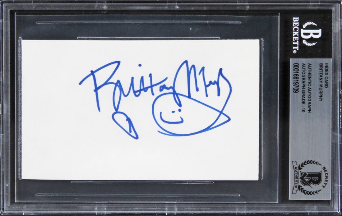 Brittany Murphy Signed 3x5 Index Card Gem Mint 10 Beckett Authenticated 8 Mile: Brittany Murphy Signed 3x5 Index Card Gem Mint 10 Beckett Authenticated 8 Mile This authentic signed 3x5 index card features the autograph of Brittany Murphy, known for her iconic role in the film '8