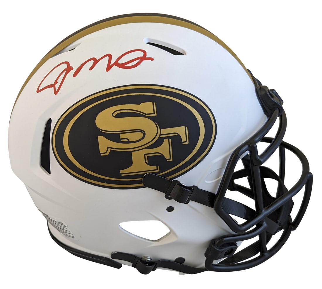Joe Montana Signed 49ers Lunar Full Size Speed Helmet Fanatics Authenticated: Joe Montana Signed 49ers Lunar Full Size Speed Helmet Fanatics Authenticated This authentic full-size Speed Proline helmet features the iconic design of the San Francisco 49ers and is personally signe