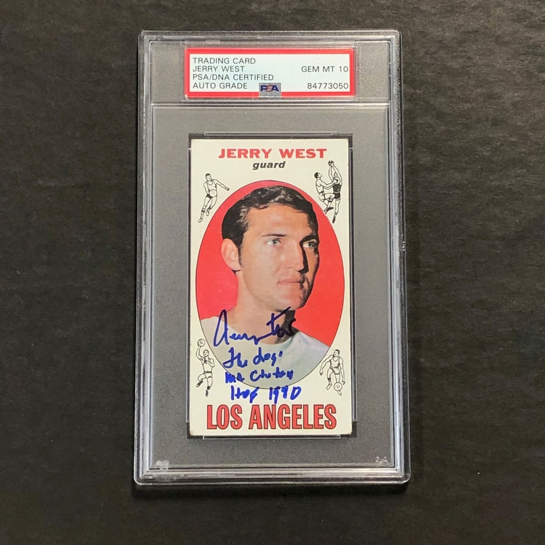 1969-70 Topps #90 Jerry West Signed Card PSA 10 Lakers: 1969-70 Topps #90 Jerry West Signed Card PSA 10 Lakers This is a 1969-70 Topps #90 sports trading card autographed by basketball legend Jerry West. The card is from the original 1969-70 Topps set and