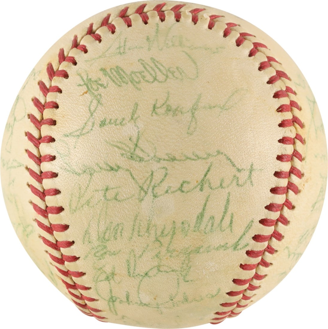 Sandy Koufax 1962 Dodgers Team Signed Baseball with PSA DNA COA: Sandy Koufax 1962 Dodgers Team Signed Baseball with PSA DNA COA This is a remarkable 1962 Los Angeles Dodgers team-signed baseball featuring the signatures of five Hall of Famers. The ball is authenti