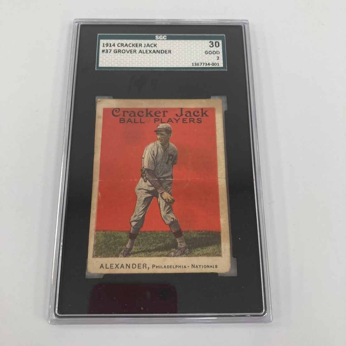 1914 Cracker Jack Grover Cleveland Alexander #37 Sports Trading Card PSA: 1914 Cracker Jack Grover Cleveland Alexander #37 Sports Trading Card PSA This is a 1914 Cracker Jack baseball trading card featuring Grover Cleveland Alexander, card number 37. It is graded SGC 2 (Goo