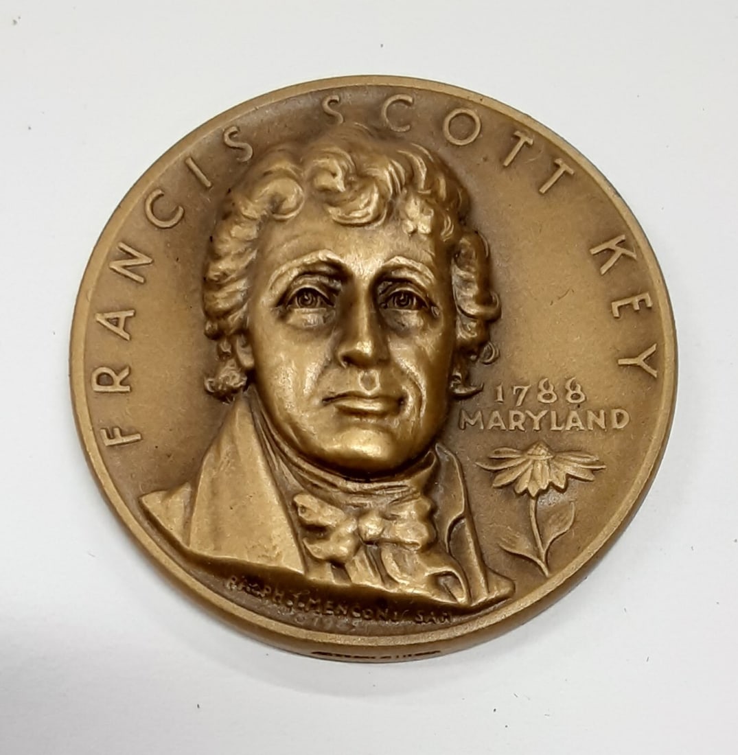 Set of 2 Medallic Art Co 1965 Francis Scott Key Maryland Silver and Bronze Medals: Set of 2 Medallic Art Co 1965 Francis Scott Key Maryland Silver and Bronze Medals This set includes two 1965 Francis Scott Key and Maryland commemorative medals produced by Medallic Art Co. The set fe