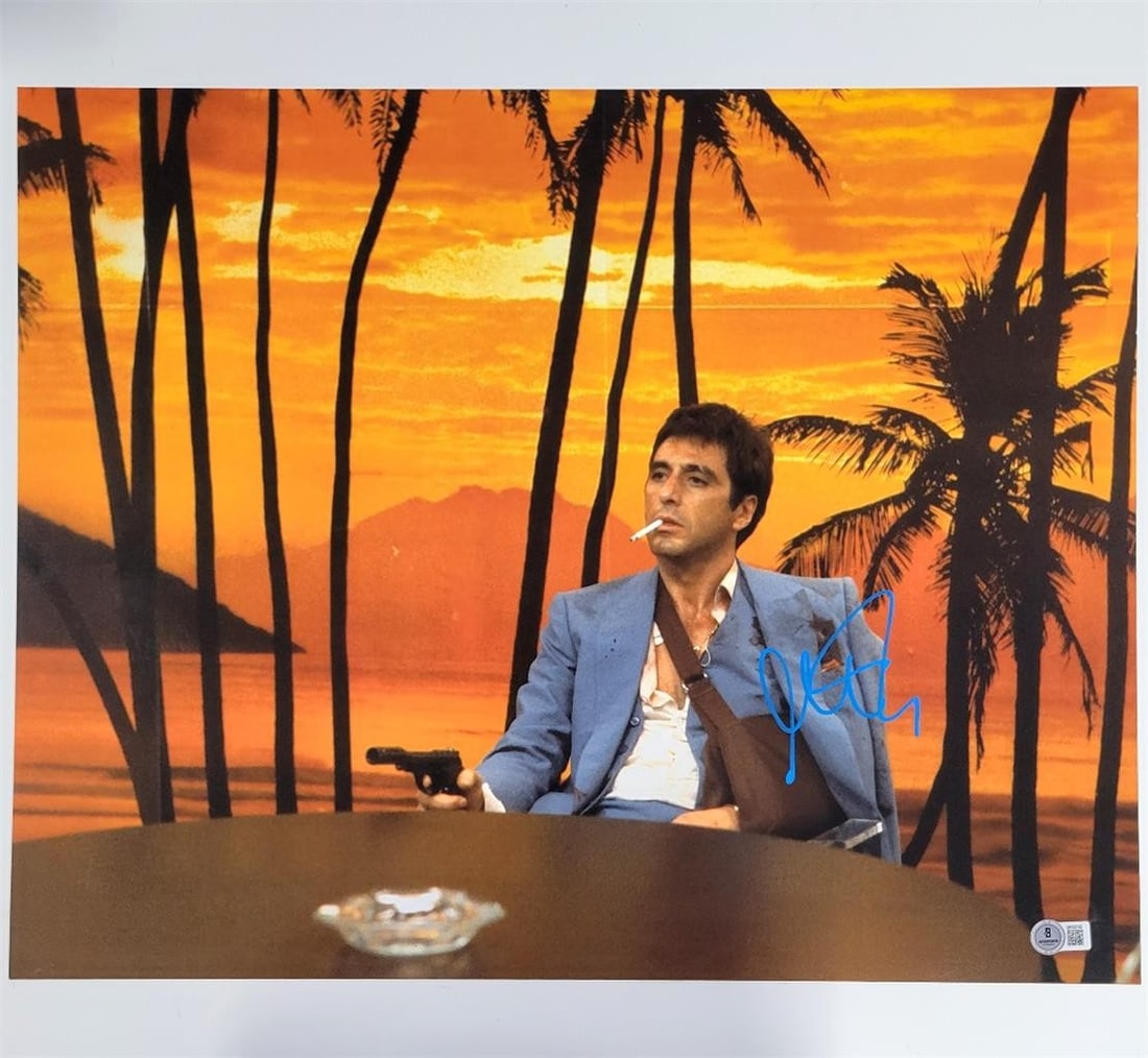 Al Pacino Scarface 16x20 Signed Photo Beckett Authenticated: Al Pacino Scarface 16x20 Signed Photo Beckett Authenticated This is an original 16x20 photograph featuring Al Pacino as Tony Montana from the iconic movie Scarface. The photograph is signed by Al Paci