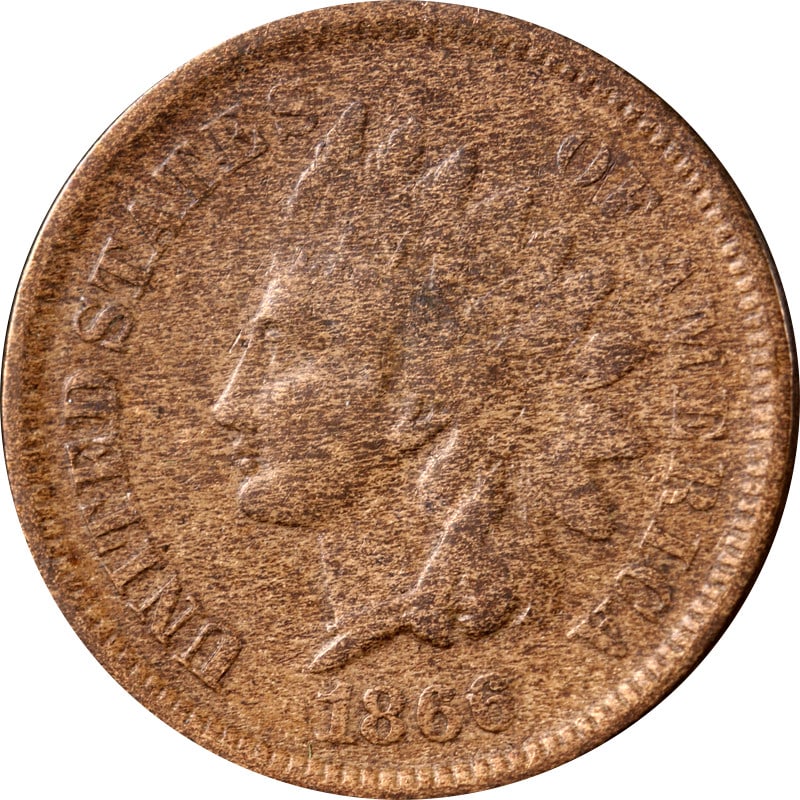 Copper United States 1866 Indian Head Cent Circulated: Copper United States 1866 Indian Head Cent Circulated This is an 1866 Indian Cent from the United States. The coin is composed of copper and is in circulated, pre-owned condition. It has not been cert