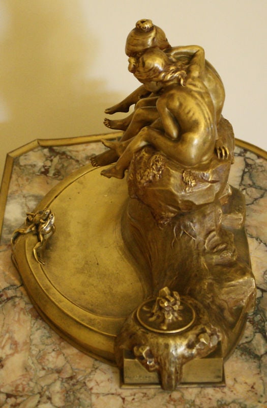 1900s French Art Nouveau Bronze Statue by Max Blonbat - 4