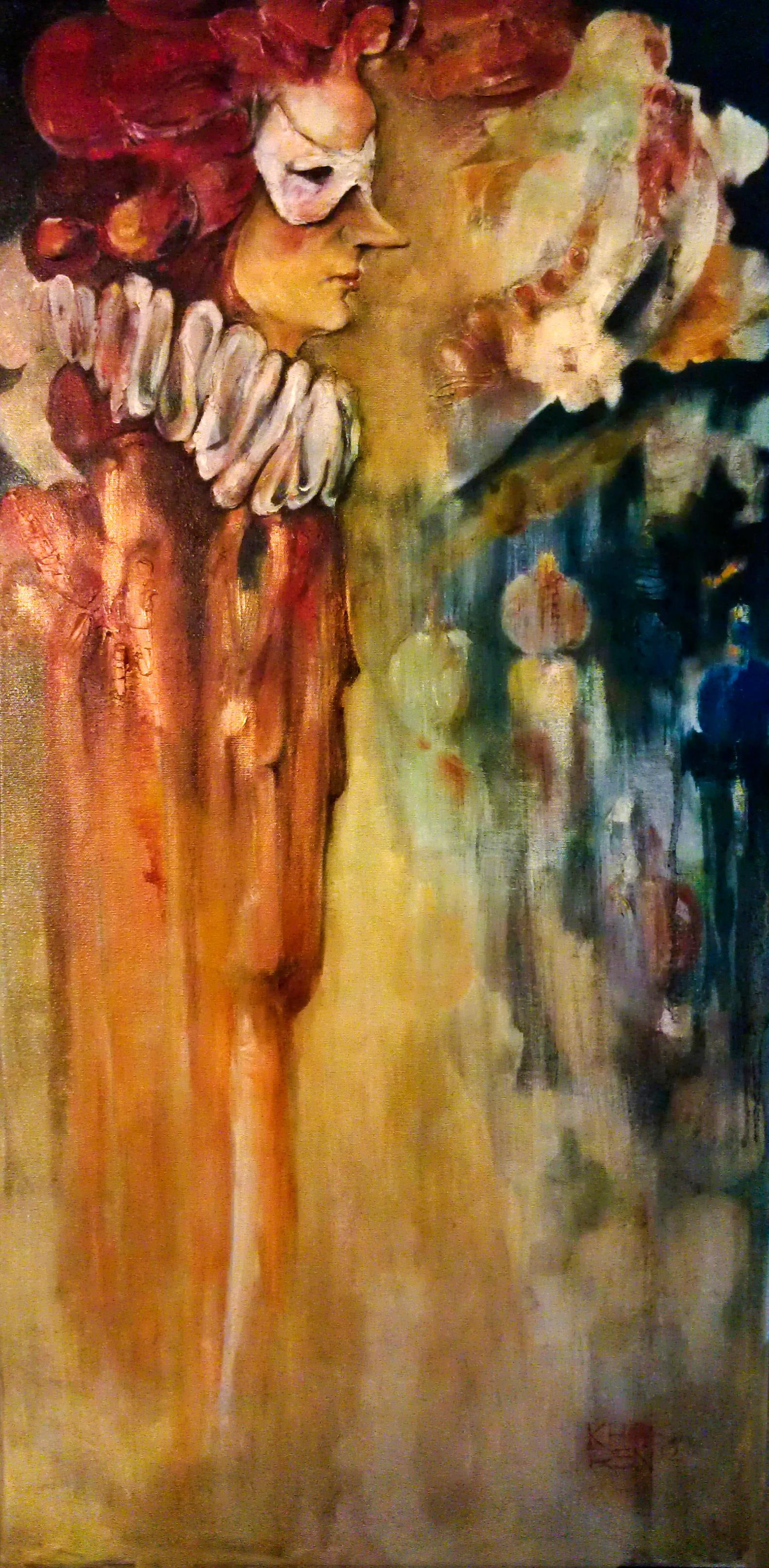 LONG PROMISE Abstract Oil Painting by Khoren Keshishyan 36 x 18 in 2012: LONG PROMISE Abstract Oil Painting by Khoren Keshishyan 36 x 18 in 2012 "LONG PROMISE" is an abstract figurative oil painting by Khoren Keshishyan, measuring 36 x 18 inches. Created in 2012, this cont