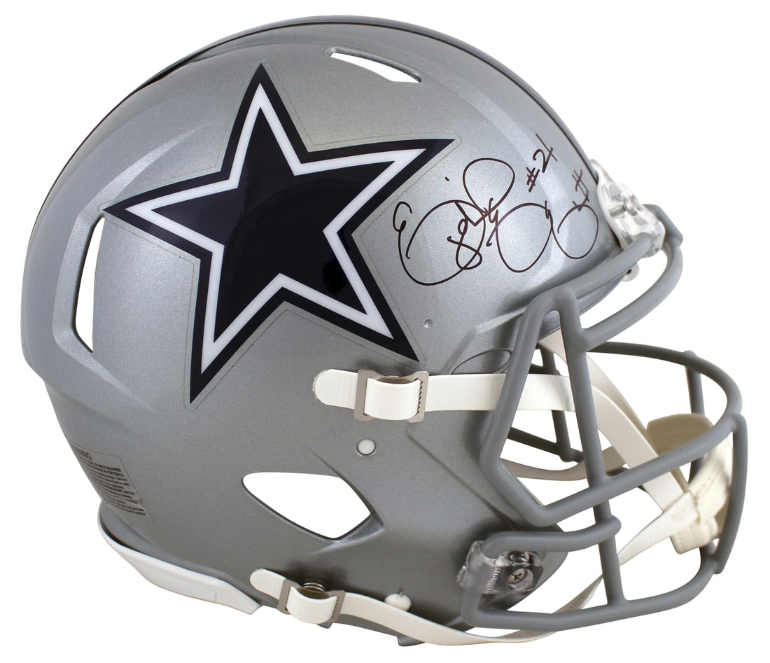 Ezekiel Elliott Signed Dallas Cowboys Full Size Helmet Beckett COA: Ezekiel Elliott Signed Dallas Cowboys Full Size Helmet Beckett COA This authentic full-size Speed Proline helmet, personally signed by Ezekiel Elliott of the Dallas Cowboys, is a must-have for any foo