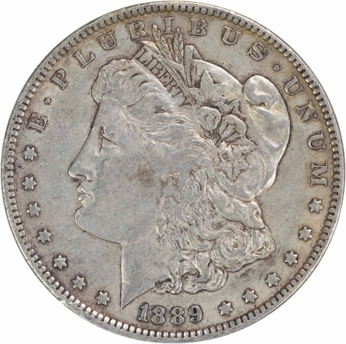 1889 New Orleans Morgan Dollar 90 Percent Silver EF Grade Uncertified: 1889 New Orleans Morgan Dollar 90 Percent Silver EF Grade Uncertified This is an 1889-O Morgan Silver Dollar graded as Extremely Fine (EF). Minted in New Orleans, the coin is composed of 90% silver an