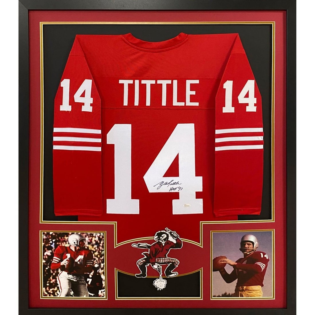 Y.A. Tittle Signed Framed Jersey San Francisco 49ers JSA Authenticated: Y.A. Tittle Signed Framed Jersey San Francisco 49ers JSA Authenticated Celebrate the legacy of Y.A. Tittle with this stunning framed jersey from the San Francisco 49ers. This autographed jersey is aut