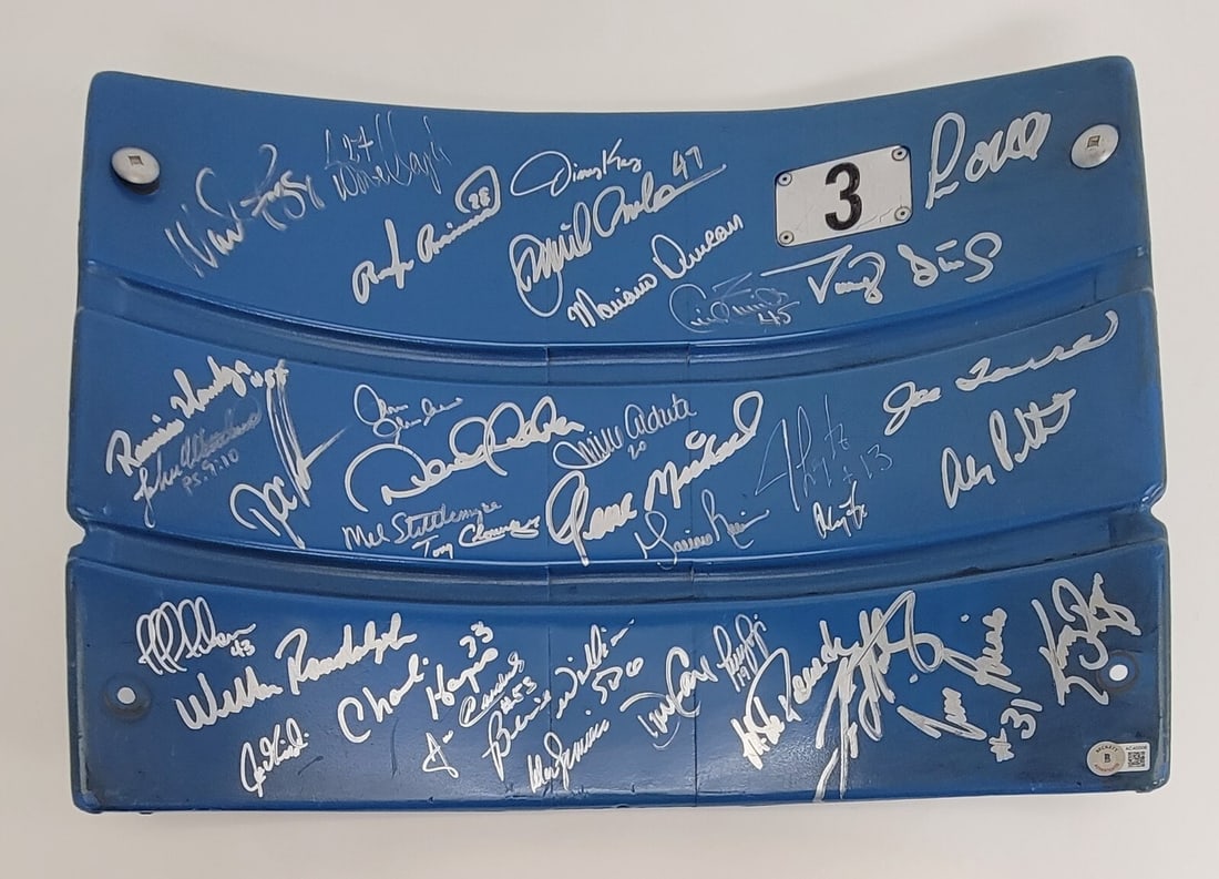 1996 Yankees Game Used Seatback Signed by Jeter Rivera 36 Signatures Beckett: 1996 Yankees Game Used Seatback Signed by Jeter Rivera 36 Signatures Beckett Celebrate baseball history with this authentic New York Yankees Stadium seatback, personally signed by 36 members of the ic