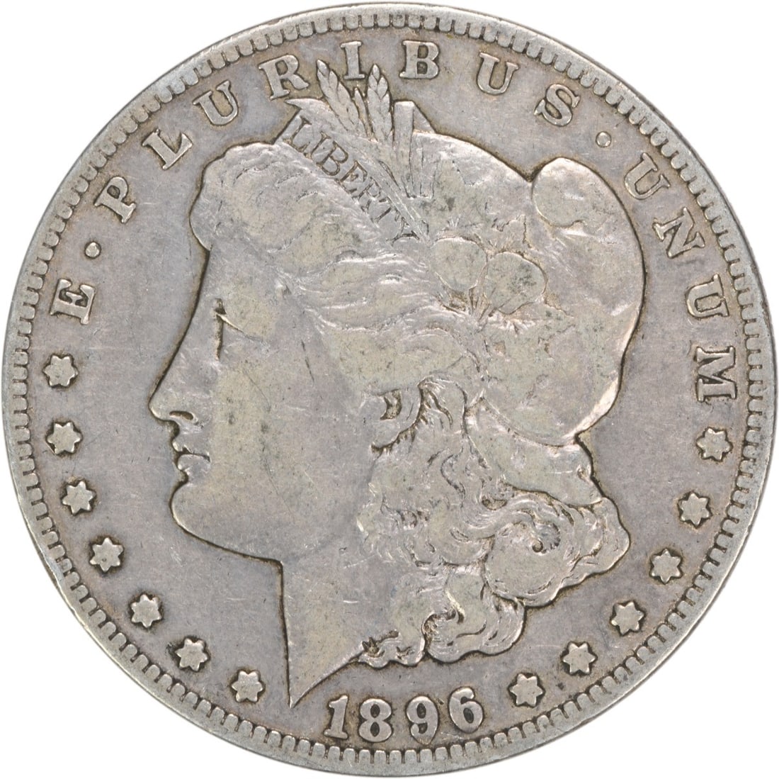1896-S Morgan Silver Dollar VF Circulated 90% Silver Coin: 1896-S Morgan Silver Dollar VF Circulated 90% Silver Coin This 1896-S Morgan Silver Dollar is a classic piece of American numismatic history. Featuring a composition of 90% silver and 10% copper, this