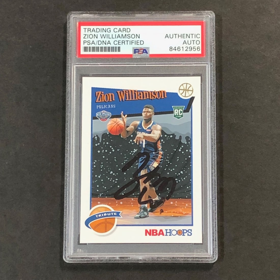 2019-20 NBA Hoops Tribute #296 Zion Williamson Signed Auto PSA/DNA Slabbed Card: 2019-20 NBA Hoops Tribute #296 Zion Williamson Signed Auto PSA/DNA Slabbed Card This listing features a 2019-20 NBA Hoops Tribute #296 trading card, boldly signed by basketball star Zion Williamson. T